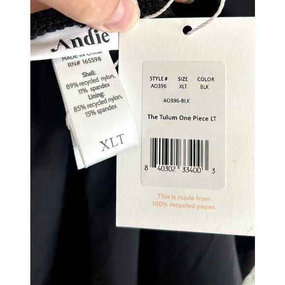 Andie Swim The Tulum Ribbed One Piece in Black XL Tall NWT - Picture 5 of 8